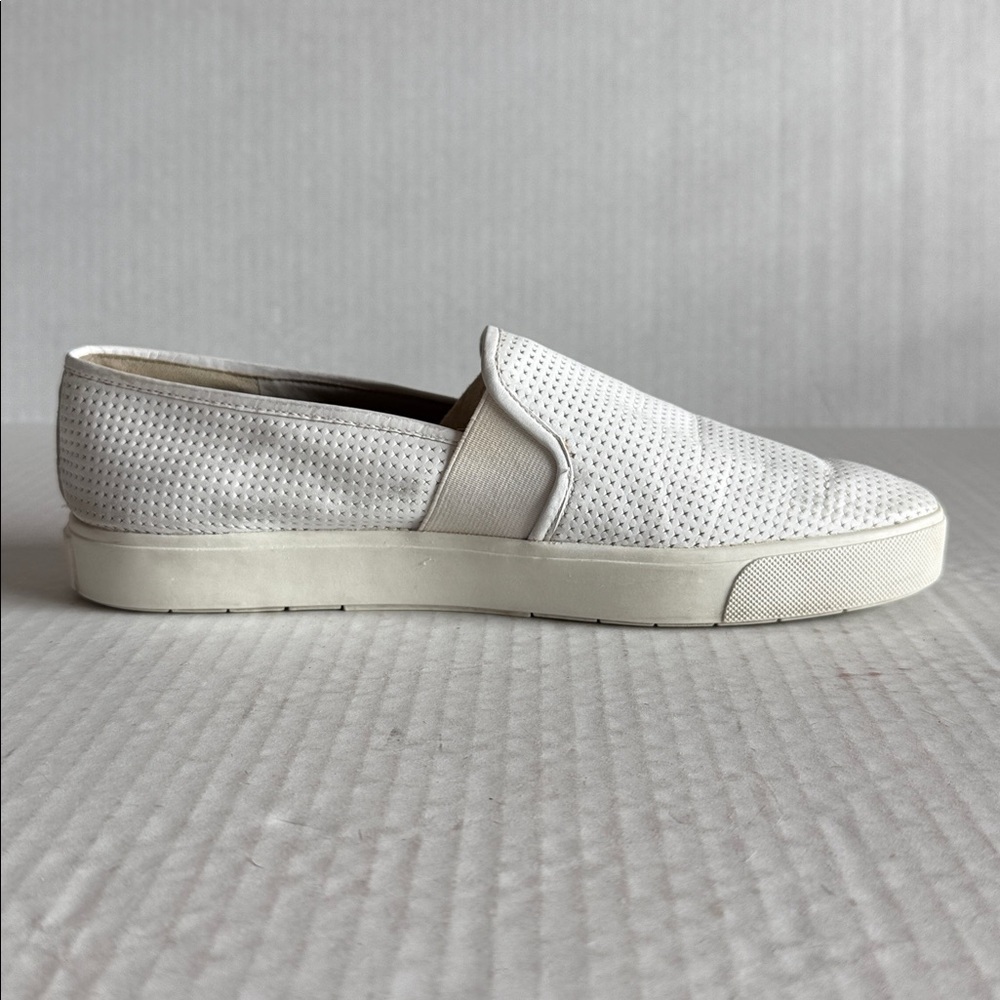 Vince Blair Perforated Leather Slip On Sneakers In White - Picture 5 of 13